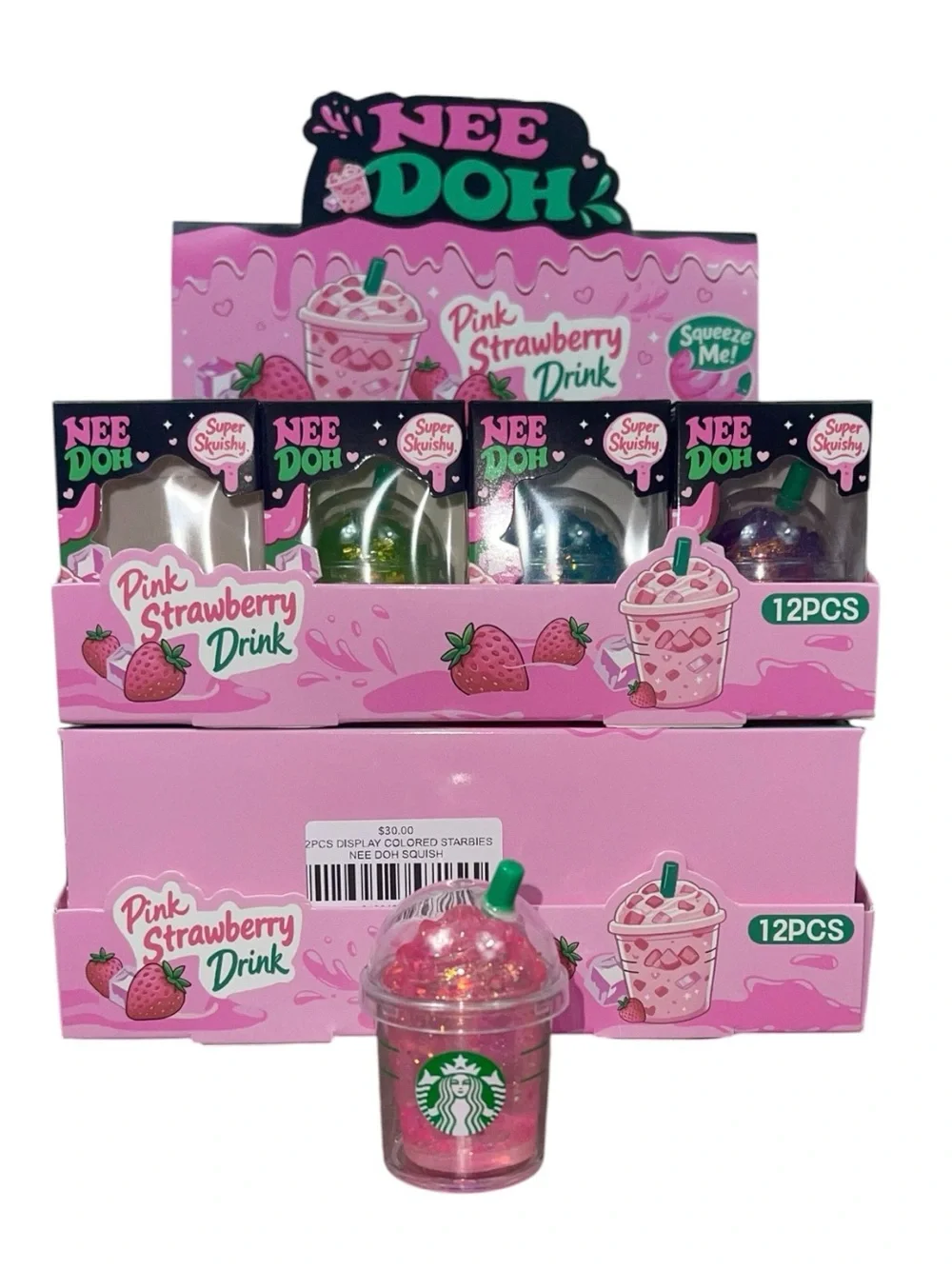 Pink Strawberry Drink Squishy